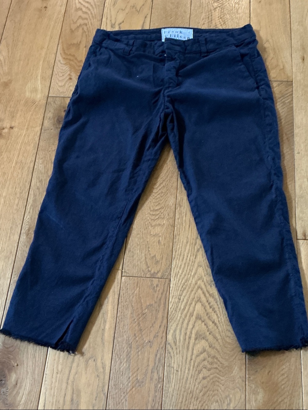 Frank & Eileen Wicklow Navy Linen Cropped Women’s Jeans - Straight Ankle